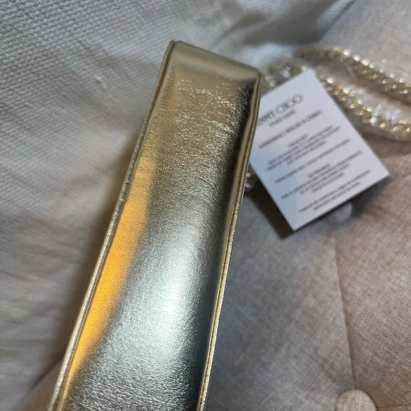 Jimmy Choo Gold Crossbody Bag with Chain Strap - Picture 9 of 9